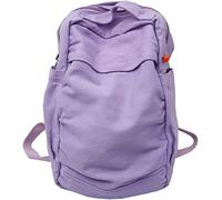 CHCWR Women Backpack Solid Color Canvas College Student Schoolbag for Teenage Girl Travel Rucksack (Color : C)