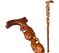 CHCWR Wooden Cane Solid Walking Stick Crutch Wooden Carved Comfortable Handle Walking Sticks Retro Cane for Men and Women 95cm for Elderly, Seniors