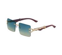 CHCWR Wooden Sunglasses For Men Square Rimless Sunglasses Women Wood Grain Vintage Fashion Glasses Luxury Retro