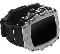 CHCWR Zinc Alloy Case Silicone Watch Band Modification Kit,For Ultra 8 7 44mm 45mm Rugged Stainless Steel Buckle Silica Gel Strap,For Watch 6 5 4 SE Wrist Bracelet