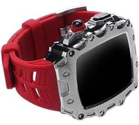 CHCWR Zinc Alloy Case Silicone Watch Band Modification Kit,For Ultra 8 7 44mm 45mm Rugged Stainless Steel Buckle Silica Gel Strap,For Watch 6 5 4 SE Wrist Bracelet