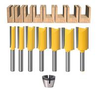 CHCYWJGJ 7pcs Straight Router BIT 1/4" Shank Tungsten Carbide Double Straight Dado Router Bit Set, 1/4,5/16,/3/8,1/2,19/32,43/64,23/32 Cutting Diameter Trimming Cutter for Woodworking