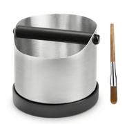 CHDEXU Coffee Grounds Knock Box, Large Stainless Steel Espresso Coffee Knock Box, Coffee Grind Knock Out Box with Removable Knock Bar and Coffee Brush, Coffee Grounds Container with Non-Slip Base