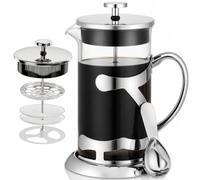 CHDEXU Stainless Steel French Press Coffee Maker 1L, 34oz Heat Resistant Borosilicate Glass Coffee Press with Coffee Measuring Spoon, Manual Brewer for Coffee and Tea