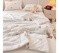 CHDGSJ Soy Fiber Comforter,Double-Layer Yarn Fabric Quilt,Breathable and Comfortable Lightweight Summer Cooling Blanket,Cool Sleeping can Sleep Naked(G,150x200cm)