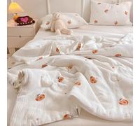 CHDGSJ Soy Fiber Comforter,Double-Layer Yarn Fabric Quilt,Breathable and Comfortable Lightweight Summer Cooling Blanket,Cool Sleeping can Sleep Naked(F,100x150cm)