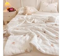 CHDGSJ Soy Fiber Comforter,Double-Layer Yarn Fabric Quilt,Breathable and Comfortable Lightweight Summer Cooling Blanket,Cool Sleeping can Sleep Naked(D,150x200cm)