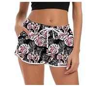 Chdirnely Deals of The Day Women Swim Shorts Breathable Swimwear Ladies Swim Trunks with Adjustable Drawstring & Pockets Short Pants for Workout Gym Sport Casual Black