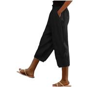 Chdirnely Ladies Summer Trousers UK Cotton Linen Trouser Plus Size Summer Lounge Pants Boho Loose Palazzo Pants Beach Bottoms for Holiday Daily Deal of The Day
