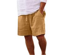 Chdirnely Mens Shorts Summer Cotton Linen Shorts with Pockets Casual Wide Leg Drawstring Jogging Shorts Plus Size Holiday Beach Stretch Short Pants