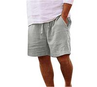 Chdirnely Mens Shorts Summer Cotton Linen Shorts with Pockets Casual Wide Leg Drawstring Jogging Shorts Plus Size Holiday Beach Stretch Short Pants