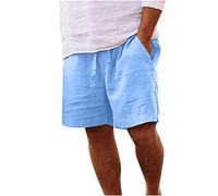 Chdirnely Mens Shorts Summer Cotton Linen Shorts with Pockets Casual Wide Leg Drawstring Jogging Shorts Plus Size Holiday Beach Stretch Short Pants