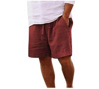 Chdirnely Mens Shorts Summer Cotton Linen Shorts with Pockets Casual Wide Leg Drawstring Jogging Shorts Plus Size Holiday Beach Stretch Short Pants