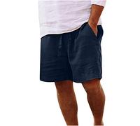 Chdirnely Mens Shorts Summer Cotton Linen Shorts with Pockets Casual Wide Leg Drawstring Jogging Shorts Plus Size Holiday Beach Stretch Short Pants