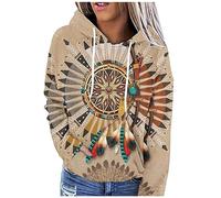 Chdirnely Sweatshirts for Women UK Print Aztec Hoodie Pullover Casual Oversized Long Sleeve Tops Ladies Boho Vintage Sweatshirts Outerwear Sweater Autumn Winter Streetwear