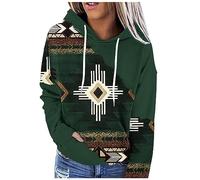 Chdirnely Sweatshirts for Women UK Print Aztec Hoodie Pullover Casual Oversized Long Sleeve Tops Ladies Boho Vintage Sweatshirts Outerwear Sweater Autumn Winter Streetwear