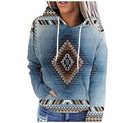 Chdirnely Sweatshirts for Women UK Print Aztec Hoodie Pullover Casual Oversized Long Sleeve Tops Ladies Boho Vintage Sweatshirts Outerwear Sweater Autumn Winter Streetwear
