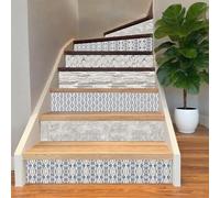 CHDITB 11 Pcs Stair Wallpaper,Boho Stair Stickers,Blue Strips Stair Risers Wallpaper Self Adhesive,Stairs Steps DecorationStaircase Risers Vinyl Stickers,Stairway Wall Paper for Home,18x100cm