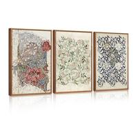CHDITB 3 pcs Abstract Flowers Poster,Vintage Botanical Canvas Wall Art,Aesthetic William Morris Flower Drawing Sketch Framed Art Prints,Natural Antique Floral Painting for Bedroom Living Room(30x40cm)