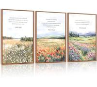 CHDITB 3 PCS Biblical Verses Floral Framed Canvas,Christian Wall Art,Inspirational Wall Decor,Scripture Inspired Landscape Wall Painting,Nature Flower Art Prints For Living Room,Bedroom Decor,30x40CM