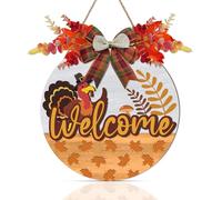 CHDITB 3D Fall Front Door Welcome Sign Decor,Fall Wreaths Welcome Door Hanger,Thanksgiving Turkey Wooden Wall Decor,Autumn Sign for Harvest Outdoor Indoor Window Wall Yard Thanksgiving Home Decoration