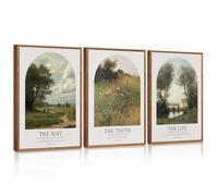 CHDITB 3Pcs Christian Bible Verse Canvas Wall Art, Vintage Scripture Framed Painting,Religious Landscape Decor, The Way The Truth The Life Artwork,Prints for Living Room,Bedroom,Prayer Room,30x40cm
