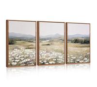 CHDITB 3Pcs Landscape Canvas Wall Art,Boho Floral Prints,Flower Garden Paintings,Wildflower Field Scene Wall Decor,Botanical Art for Living Room Bedroom Kitchen Farmhouse Decor,Framed30x40cm