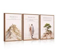 CHDITB 3Pcs Large Abstract Beige Christian Canvas Wall Art Framed,Jesus Wall Art,Religious Bible Verse Prints Scripture Wall Decor for Living Room Bedroom,30x40cm