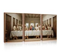 CHDITB 3Pcs The Last Supper Canvas Wall Art,Christian Twelve Apostle Wall Decor Framed,Bible Renaissance Jesus Painting,Jesus Religious Painting for Living Room Bedroom Hallway,30x40cm