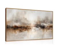 CHDITB Beige Abstract Framed Wall Art,Brown Canvas Wall Art,Neutral Brush Stroke Wall Decor,Modern Beige Gray Painting,Minimalist Textured Artwork For Living Room,Bedroom,Dining Room,Office(59x39cm)