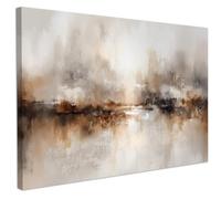 CHDITB Beige Abstract Wall Art,Brown Framed Canvas Wall Art,Neutral Brush Stroke Wall Decor,Modern Beige Gray Painting,Minimalist Textured Artwork for Living Room,Bedroom,Dining Room,Office(59x39cm)