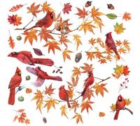CHDITB Fall Wall Stickers Autumn Bird Branch Wall Decals Squirrel Maple Leaves Mural Stickers for Living Room Bedroom Windows and Walls