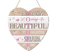 CHDITB Gift for Mothers,Happy Mother's Day Decorations,Inspirational Mothers Decorations,Heart-Shaped Amazing Mother's Day Sign for Front Door Wreath Home,Mom Birthday Gifts from Daughter Son