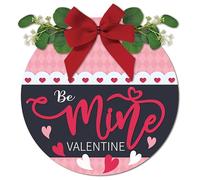 CHDITB Happy Valentine's Day Wall Decor,Be Mine Valentine Decorations,Valentine's Day Wall art,Pink Heart Wreath for Front Door,Love Heart Wooden Sign for Wedding Anniversary Room Window Wall Decor