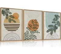 CHDITB Large Framed Boho Canvas Wall Art Set,Sage Green Botanical Pictures Wall Decor,Abstract Plants Art Prints,Mid Century Modern Geometric Wall Painting for Living Room, Bedroom, Office(40x60cm)