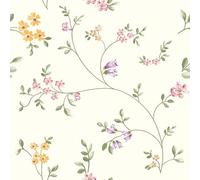 CHDITB Multicolor Flower Wallpaper,Self Adhesive Floral Wall Stickers for Girl,Self Adhesive,Bedroom(44 x 300 cm) Wildfloral Wallpaper Peel and Stick,Waterproof Green Leaf Wall Paper Living Room