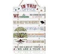CHDITB Office Inspirational Wall Art,Team Rules Wall Decor In This Office,Teamwork Motivation Positive Quotes Hanging Plaque,We Are A Team Door Sign,Work Gratitude Decoration for Home School Workplace