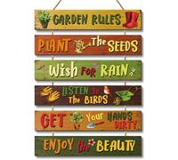 CHDITB Set of 6 Vintage Garden Rules Plaque Sign,Gardening Gifts for Women Men,Retro Farmhouse Gardening Wooden Sign,Outdoor Gardeners Women Present,Outdoor Plaque Decoration for Home Garden Porch