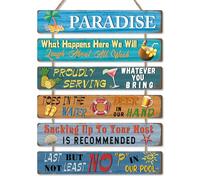 CHDITB Summer Beach Wood Sign Plaque,Welcome to Paradise Door Sign,Beach Sea Themed Wooden Hanging Decor,Summer Party Bar Decorations,Tropical Coastal Wall Decor for Pool Party Camper Vacation Outdoor