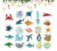 Chdnhe Christmas Countdown Calendar,2D Sea Themed Decoration - Christmas Countdown Decor 24 Days - for Holiday Seasonal Halloween Thanksgiving Easter Kids Teens Adults