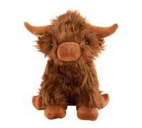 Chdnhe Cow Stuffed Animals, 28cm Sitting Scottish Highland Calf Plush Toy Super Soft Long-haired Cattle Doll with PP Cotton filling for Kids Adult Home Decoration, Photo Prop, Birthday Gift