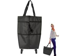 Chdnhe Shopping Bag With Wheels - Lightweight Foldable Tote Bag On Wheels | Large Capacity Oxford Cloth Storage Pouch for Home Laundry Sports Schlepping Picnics Camping Commuting Traveling