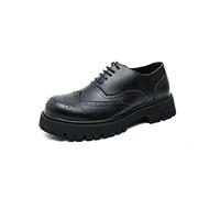 CHDWEY Formal Shoes For Men Luxury Men Lace Up High Heel Shoes Black Leather Chunky Brogues Heighten Retro Platform Oxfords for Man Height Increasing Shoes(Black Matte,8.5 UK)