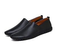 CHDWEY Formal Shoes For Men Men's Driving Shoes Men Genuine Leather Loafers Shoes Handmade Soft Breathable Moccasins Flats Slipe On Shoes(Schwarz,13.5)