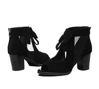 CHDWEY Sandals For Women Women Lace Ankle-Wrap Sandals Casual Zip Open Top Ladys Sandals Chunky Heels(6.5 UK)