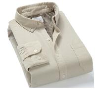 CHDWEY Shirt Men Quality Men Cotton Corduroy Warm Winter Shirt Thick Fleece Lining Thermal Shirt Long Sleeved Bottoming Shirt Mens Winter Shirts(Gray,XXXX-Large)