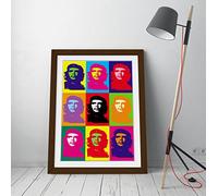 Che Guevara Colourful Pop Art Framed Wall Art Picture Print - A4 - Walnut Frame