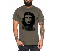 Che Guevara Men's T-Shirt Cuba Comandante Revolution, Farbe2:Khaki;Größe2:Large