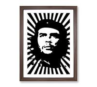 Che Guevara Modern Framed Print | A4 Walnut Framed Wall Art | Ready to Hang | Modern Nature Picture | Living Room Bedroom Lounge Office