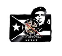 Che Guevara Portrait with Cuban Flag Cuba Revolution Man Cave Wall Art Wall Clock Socialist Vintage Vinyl Record Wall Clock Without LED